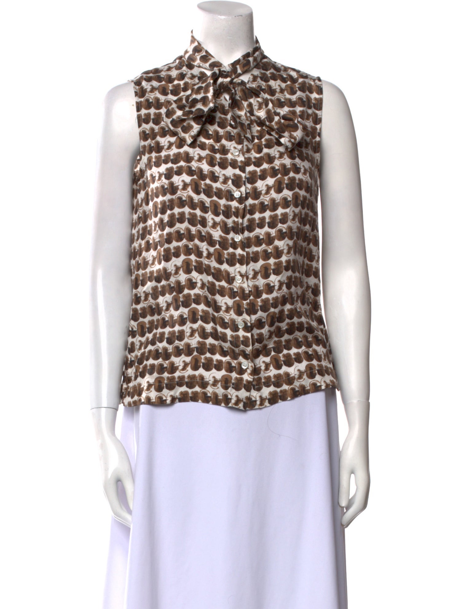 'S Max Mara Printed Tie Neck Top