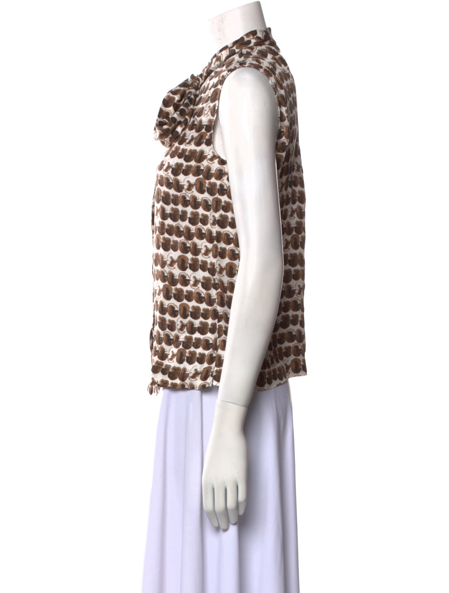 'S Max Mara Printed Tie Neck Top