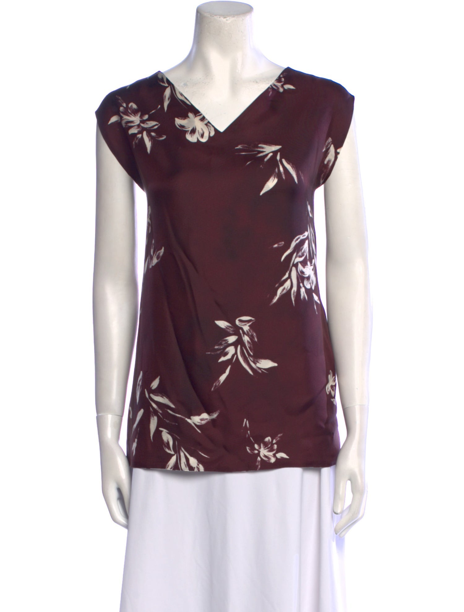 'S Max Mara Floral Print V-Neck Blouse