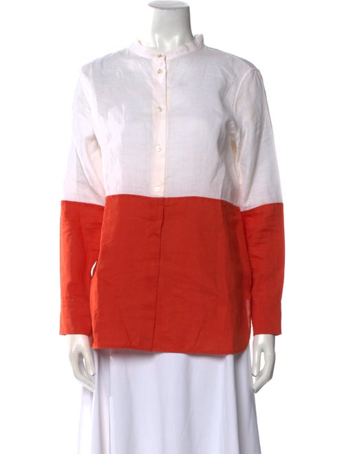 'S Max Mara Mock Neck Long Sleeve Button-Up Top