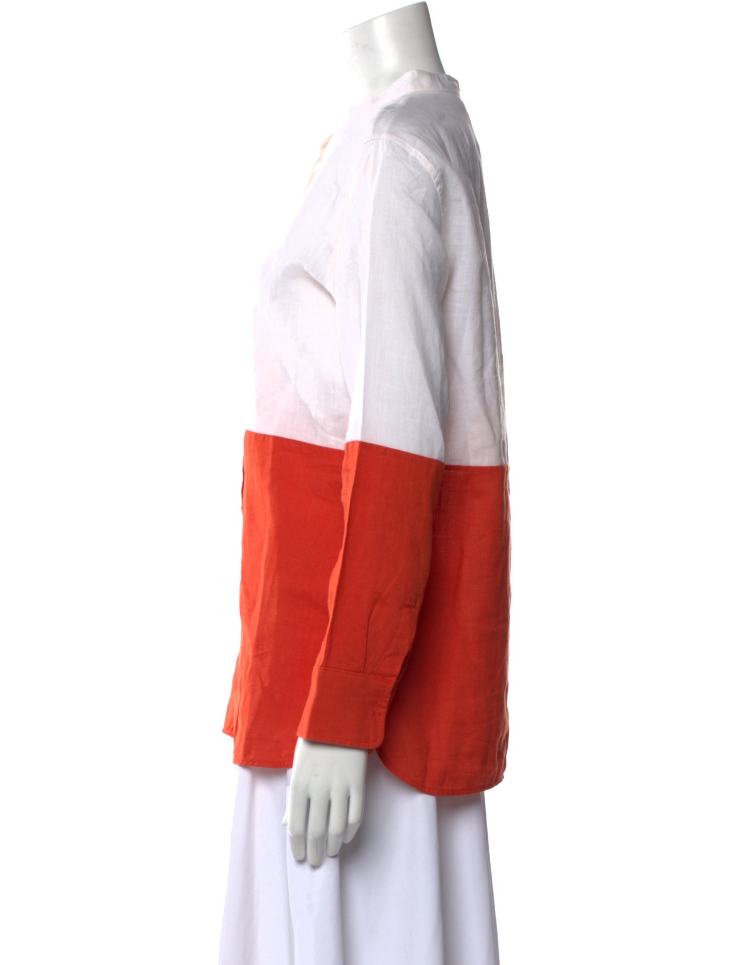 'S Max Mara Mock Neck Long Sleeve Button-Up Top