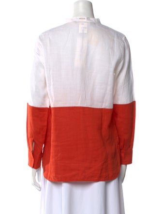 'S Max Mara Mock Neck Long Sleeve Button-Up Top