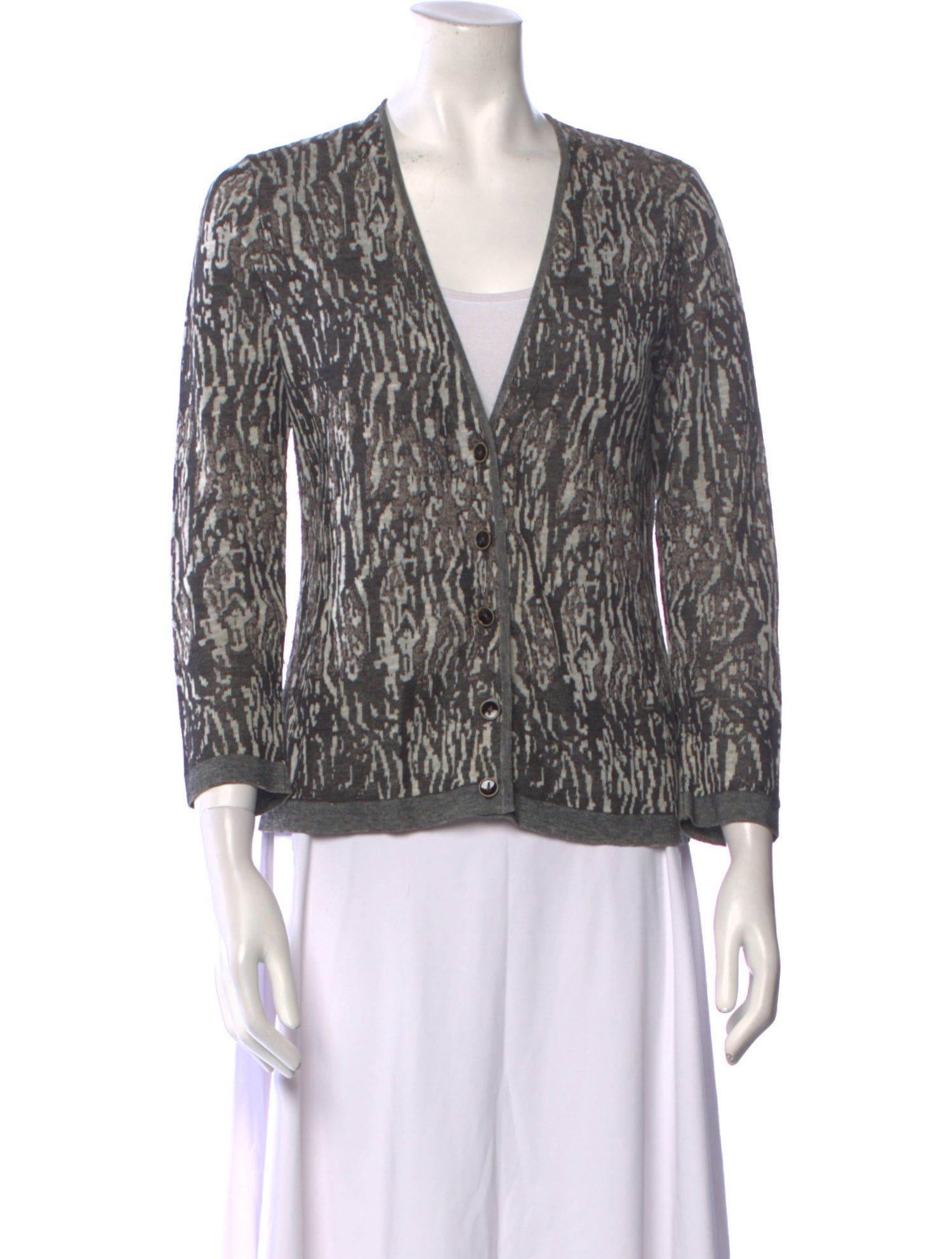 'S Max Mara Printed V-Neck Sweater
