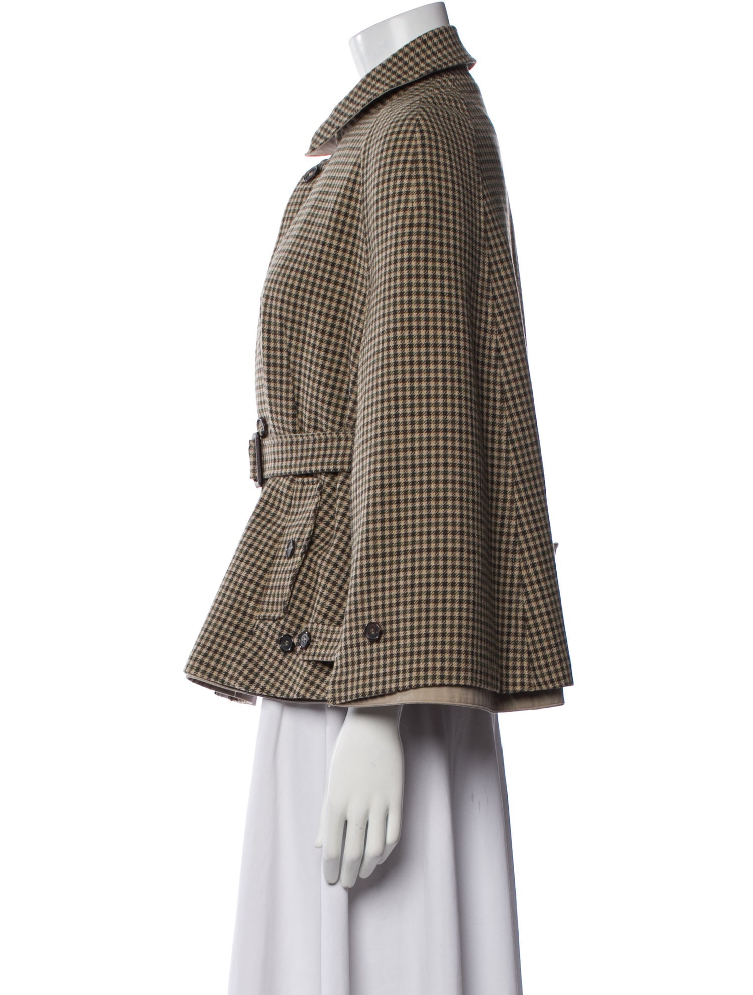 'S Max Mara Cape Plaid Print Jacket