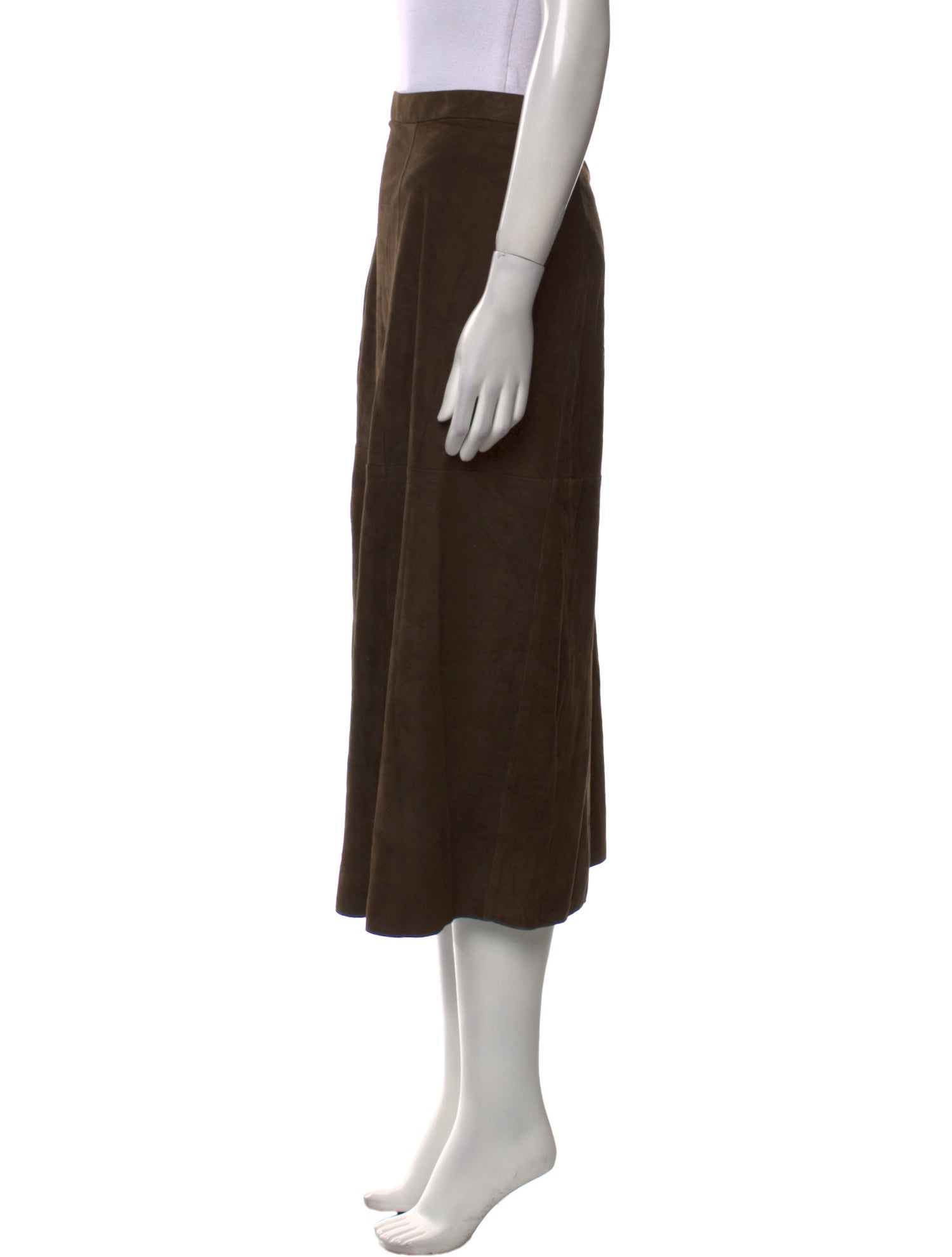 'S Max Mara Lamb Leather Midi Length Skirt