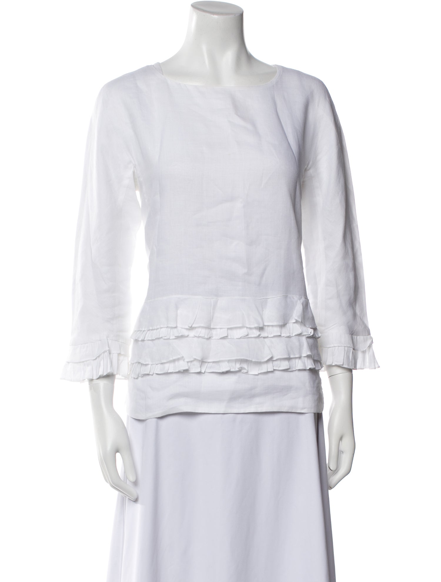 'S Max Mara Bateau Neckline Three-Quarter Sleeve Blouse