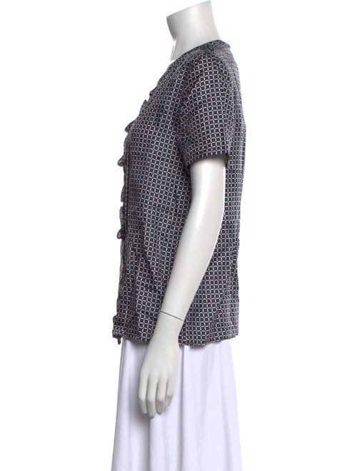 'S Max Mara Printed Crew Neck Button-Up Top