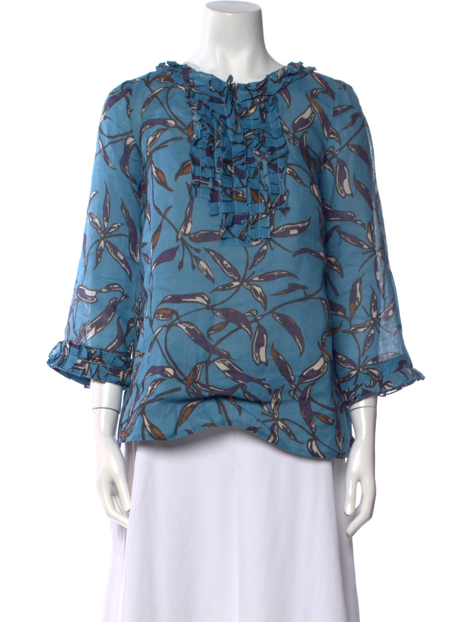 'S Max Mara Printed Bateau Neckline Blouse