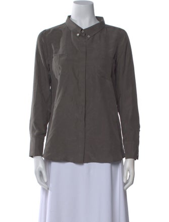 'S Max Mara Mock Neck Long Sleeve Button-Up Top