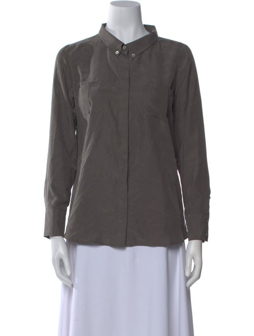 'S Max Mara Mock Neck Long Sleeve Button-Up Top