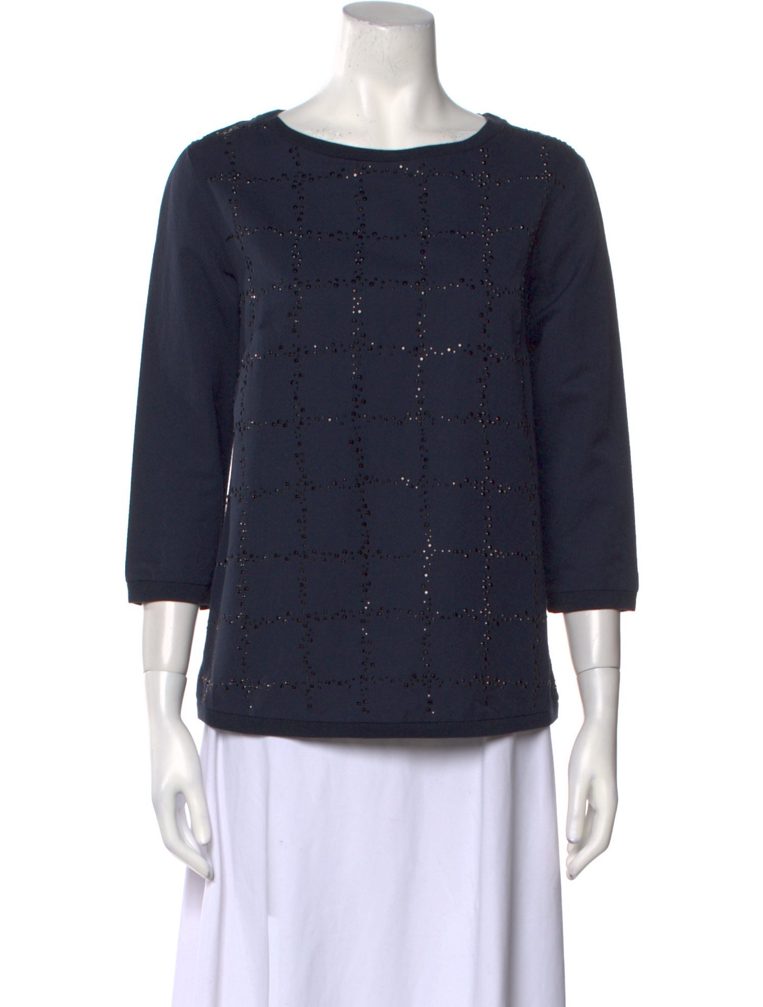 'S Max Mara Bateau Neckline Three-Quarter Sleeve Blouse