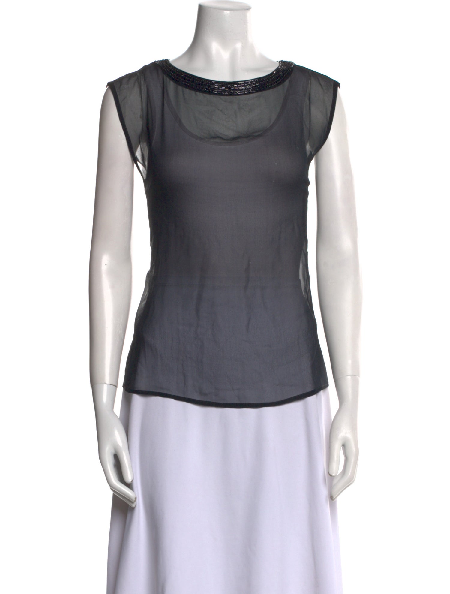 'S Max Mara Silk Bateau Neckline Top