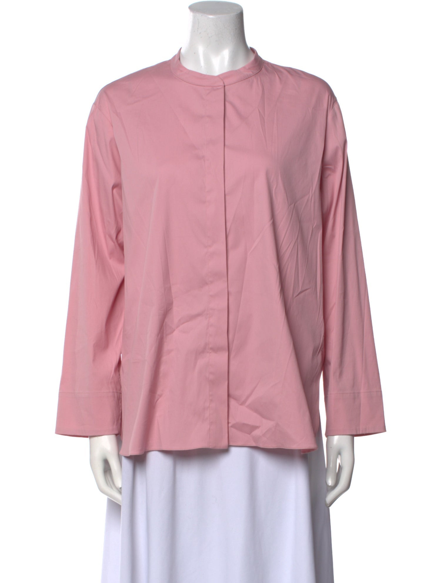 'S Max Mara Mock Neck Long Sleeve Button-Up Top