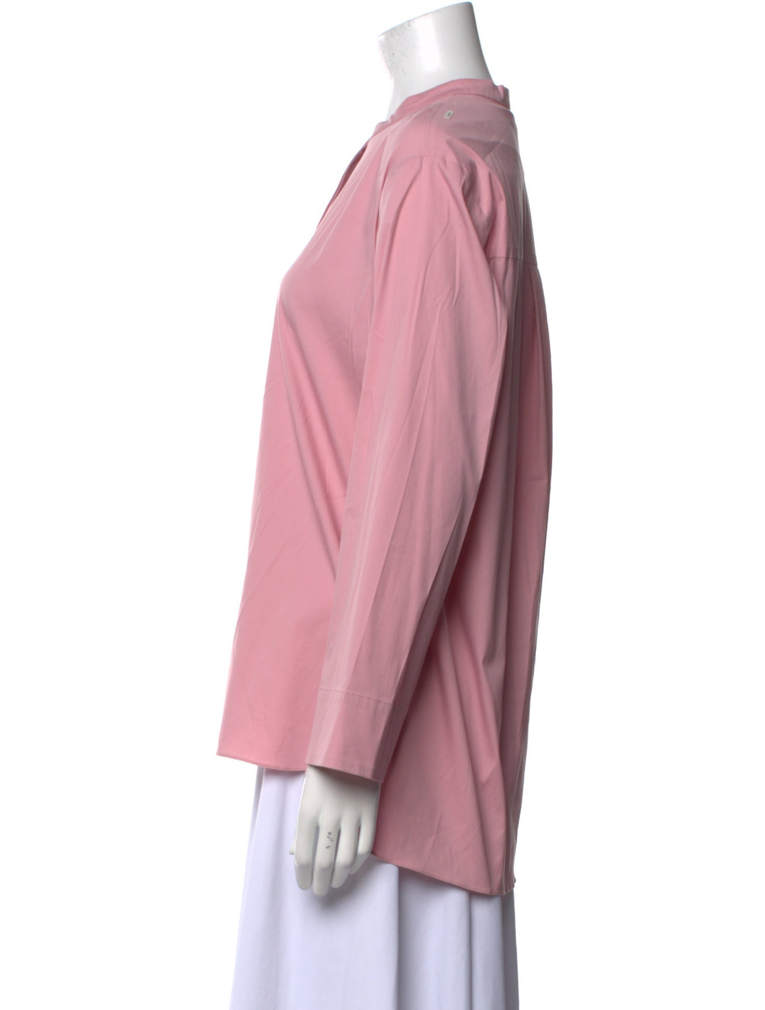 'S Max Mara Mock Neck Long Sleeve Button-Up Top