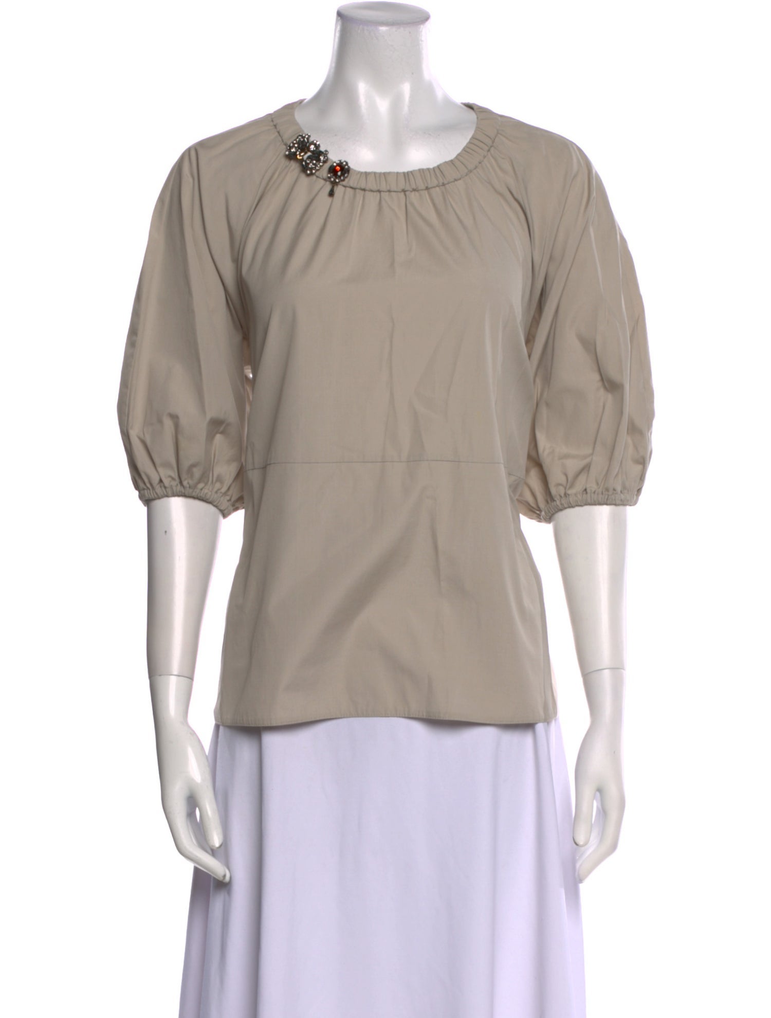 'S Max Mara Scoop Neck Three-Quarter Sleeve Blouse