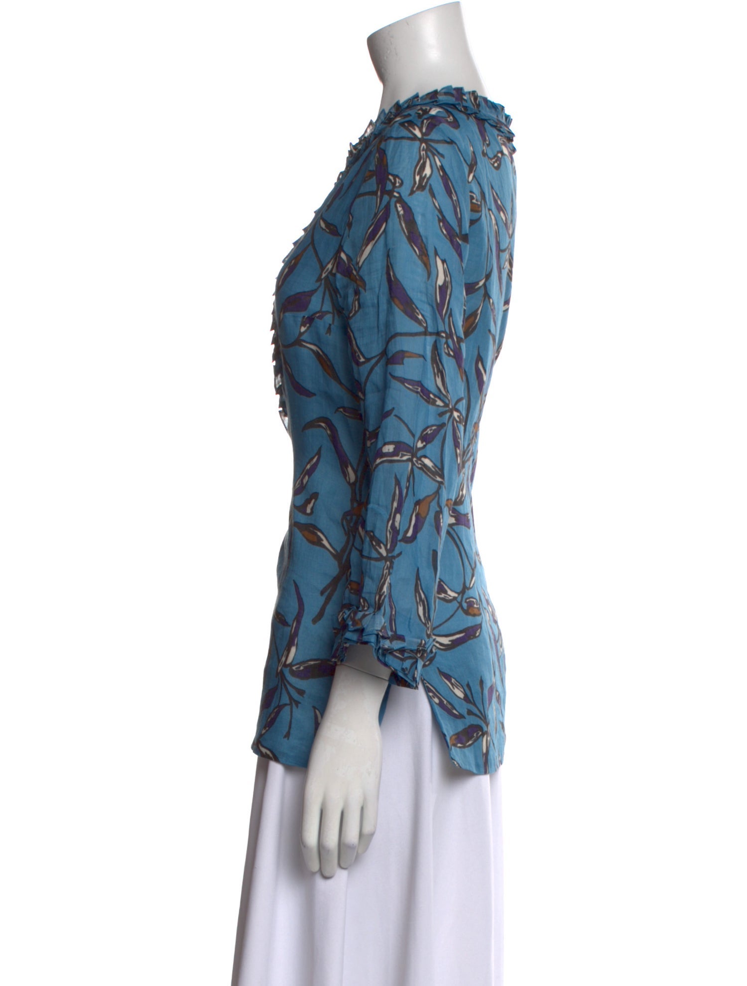 'S Max Mara Printed Bateau Neckline Blouse