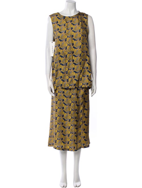 'S Max Mara Printed Embroidered Accent Skirt Set