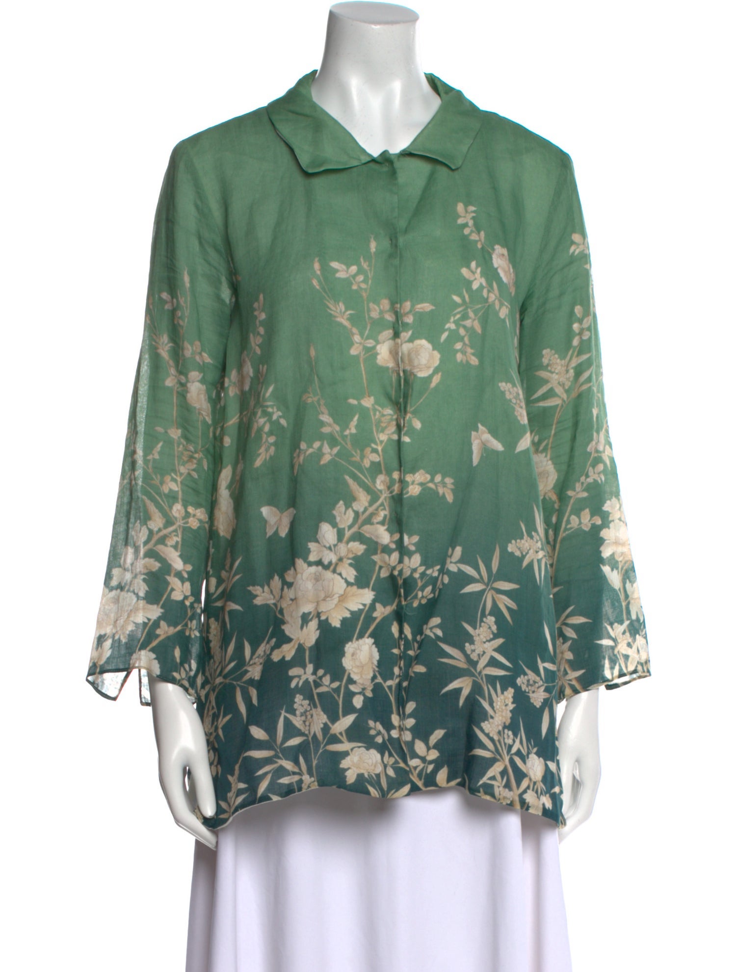 'S Max Mara Floral Print Long Sleeve Blouse