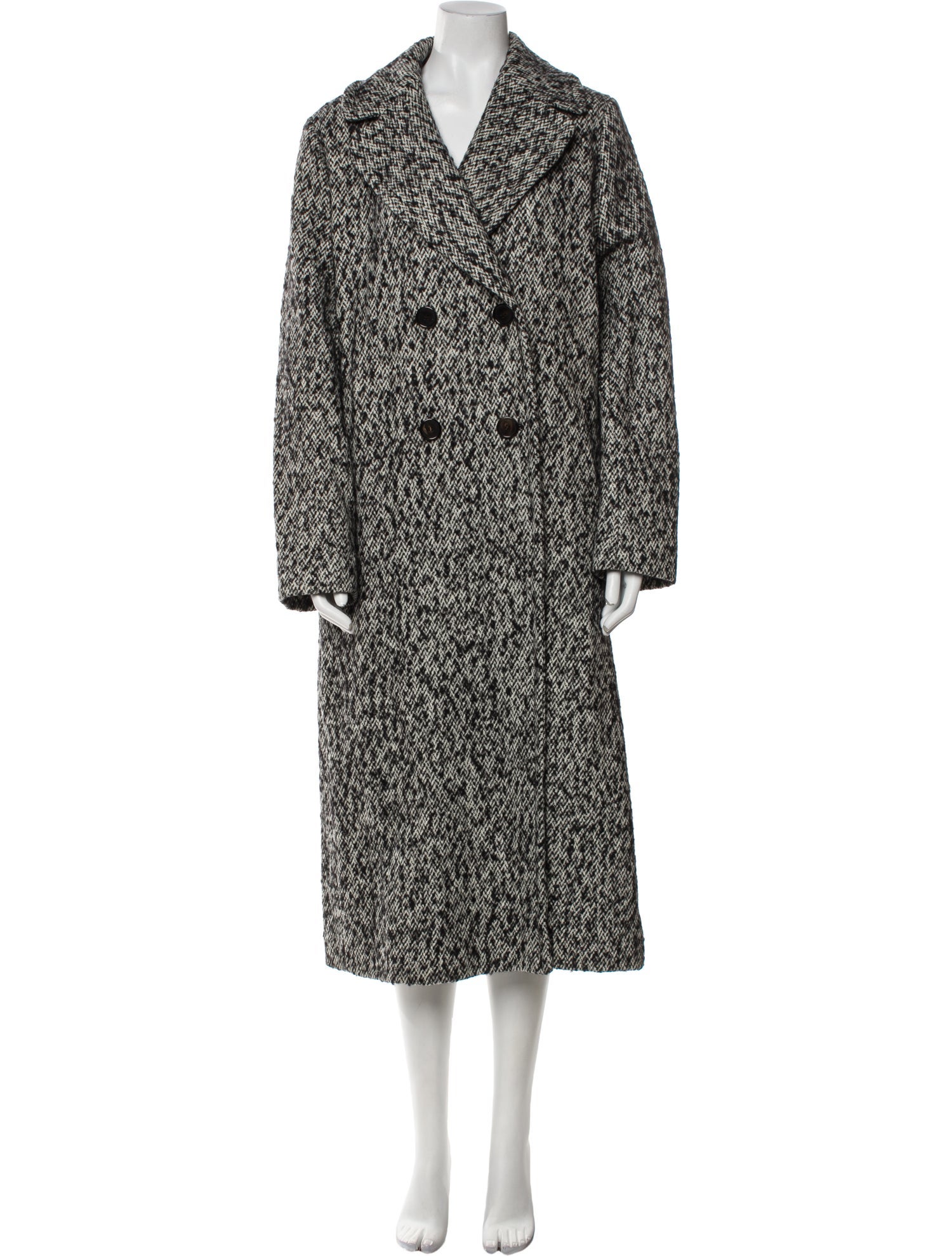 'S Max Mara Virgin Wool Printed Trench Coat