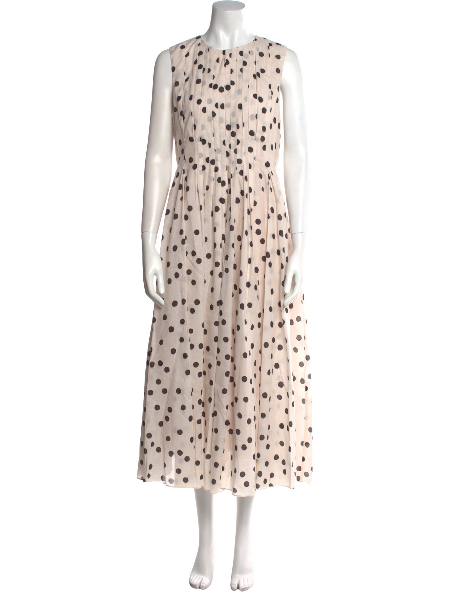 'S Max Mara Polka Dot Print Midi Length Dress