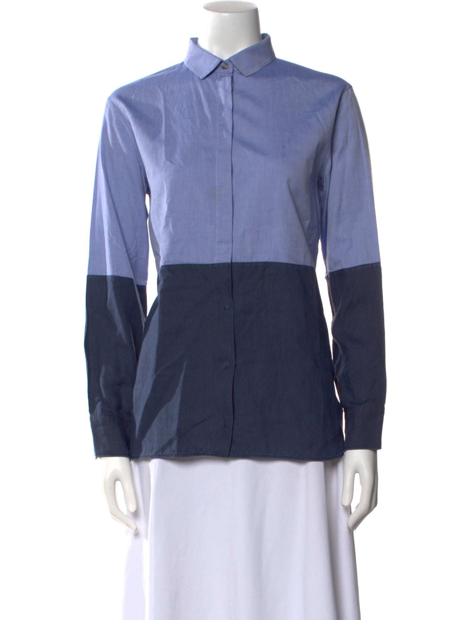 'S Max Mara Mock Neck Long Sleeve Button-Up Top