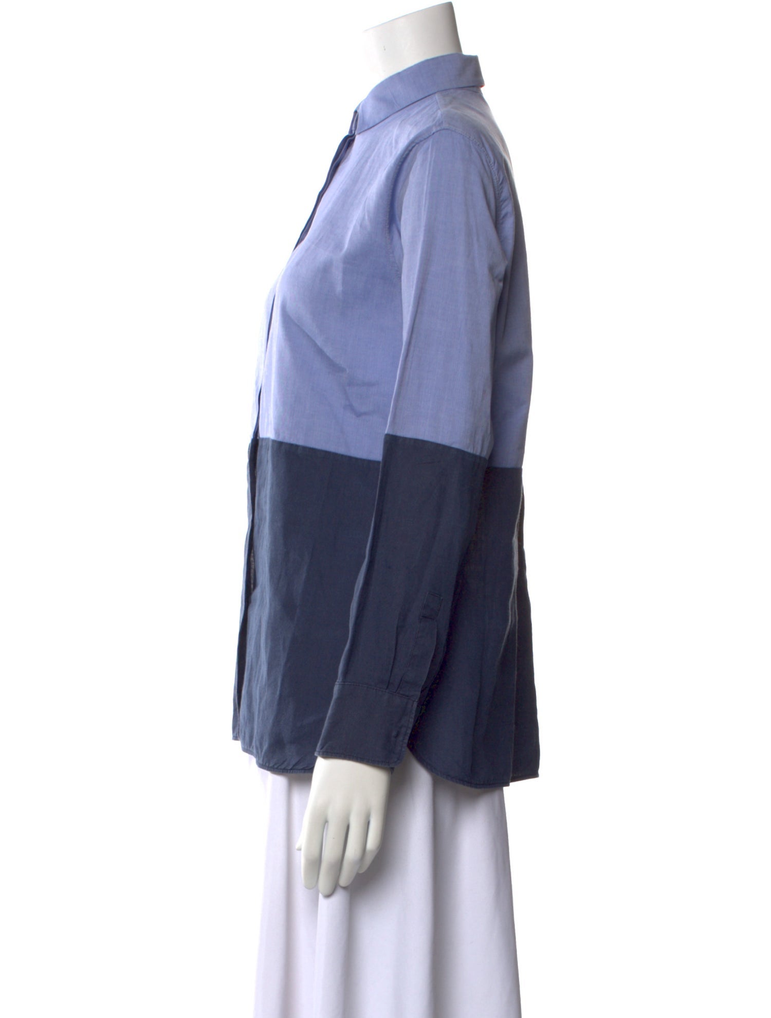 'S Max Mara Mock Neck Long Sleeve Button-Up Top