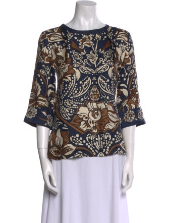 'S Max Mara Printed Bateau Neckline Blouse