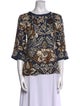 'S Max Mara Printed Bateau Neckline Blouse