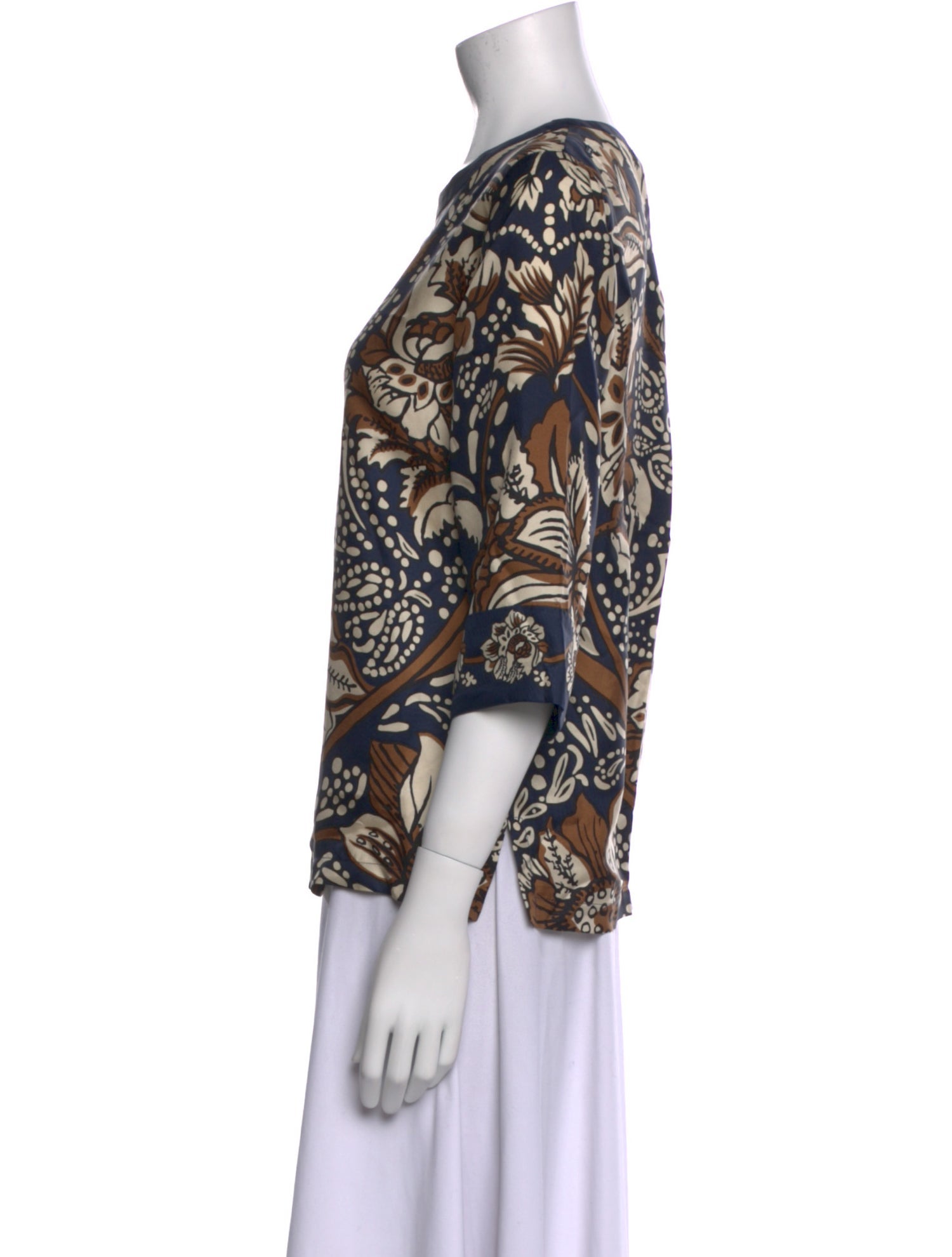 'S Max Mara Printed Bateau Neckline Blouse