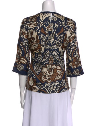 'S Max Mara Printed Bateau Neckline Blouse