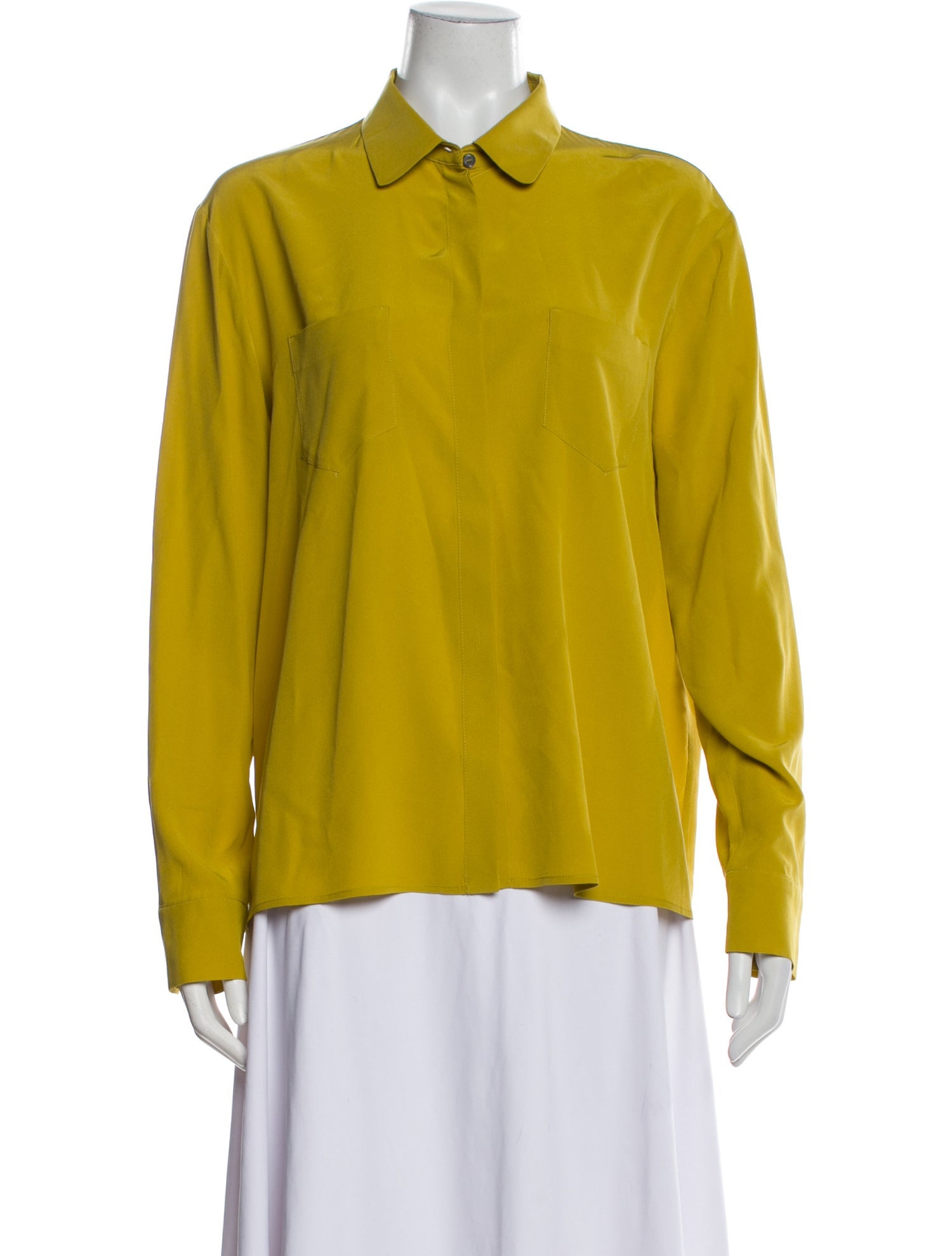 'S Max Mara Silk Long Sleeve Button-Up Top