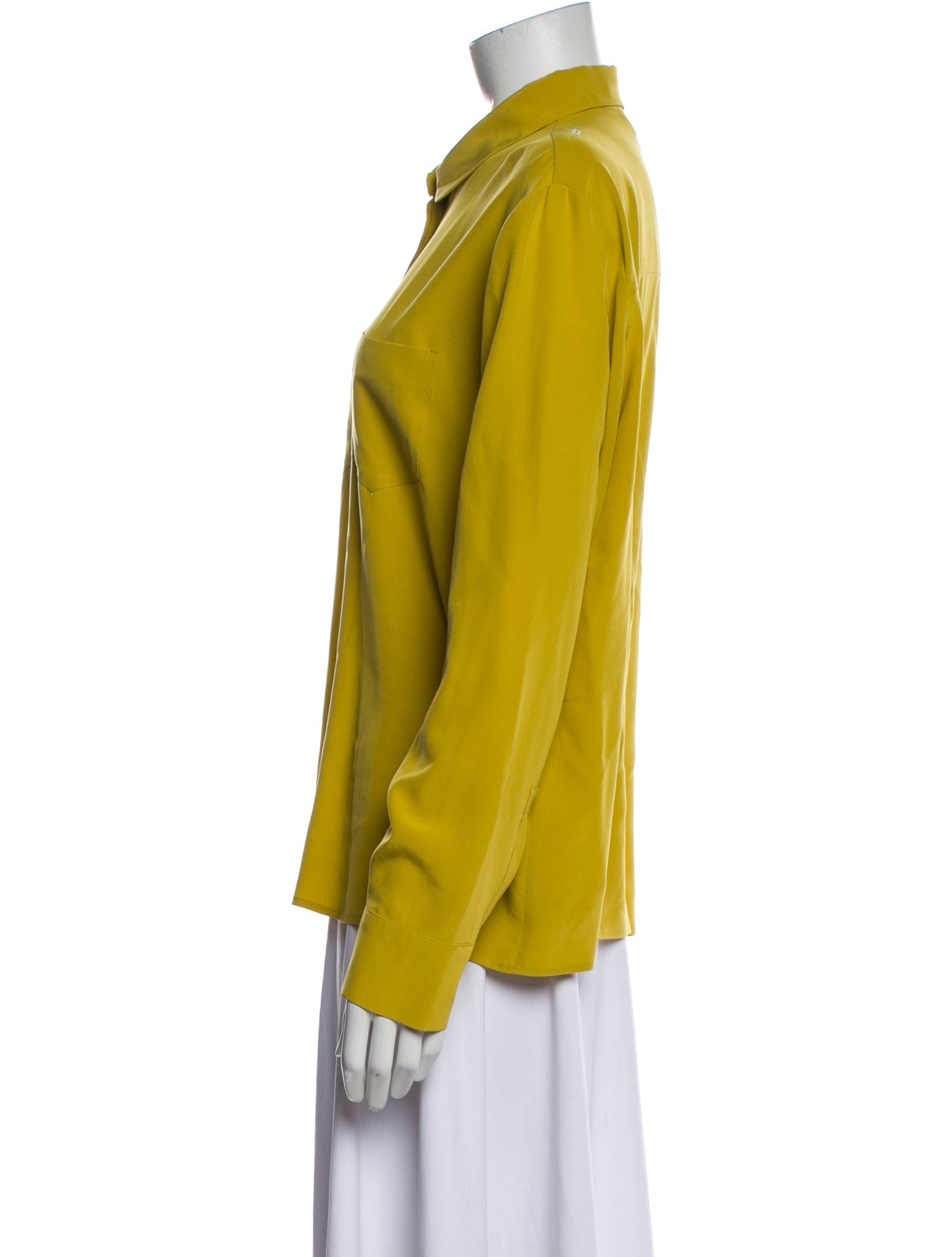 'S Max Mara Silk Long Sleeve Button-Up Top