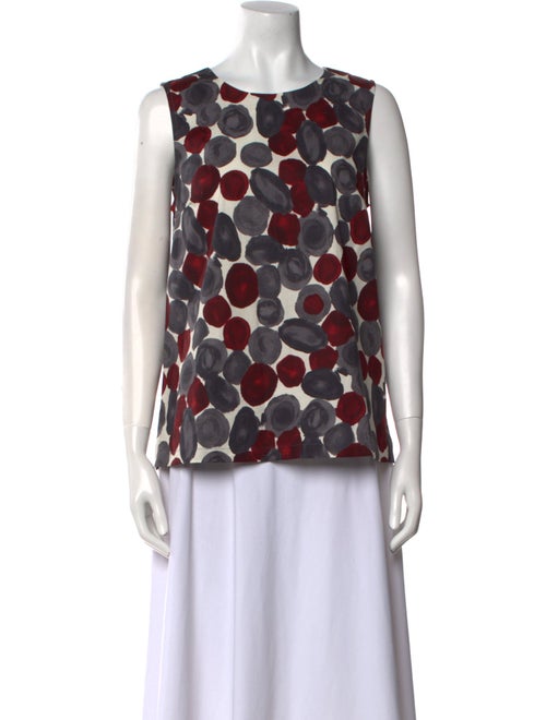 'S Max Mara Polka Dot Print Crew Neck Blouse