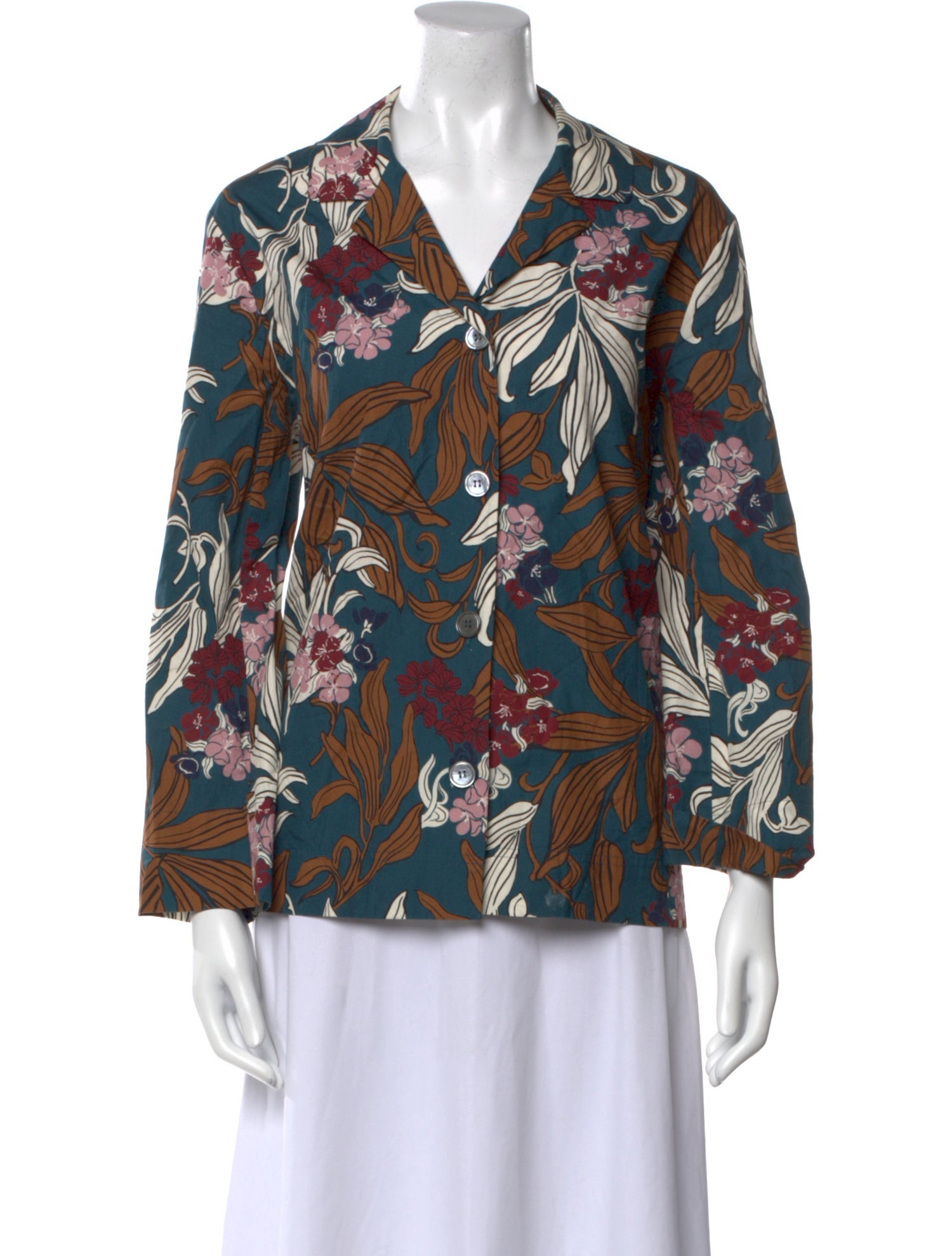 'S Max Mara Floral Print V-Neck Blouse