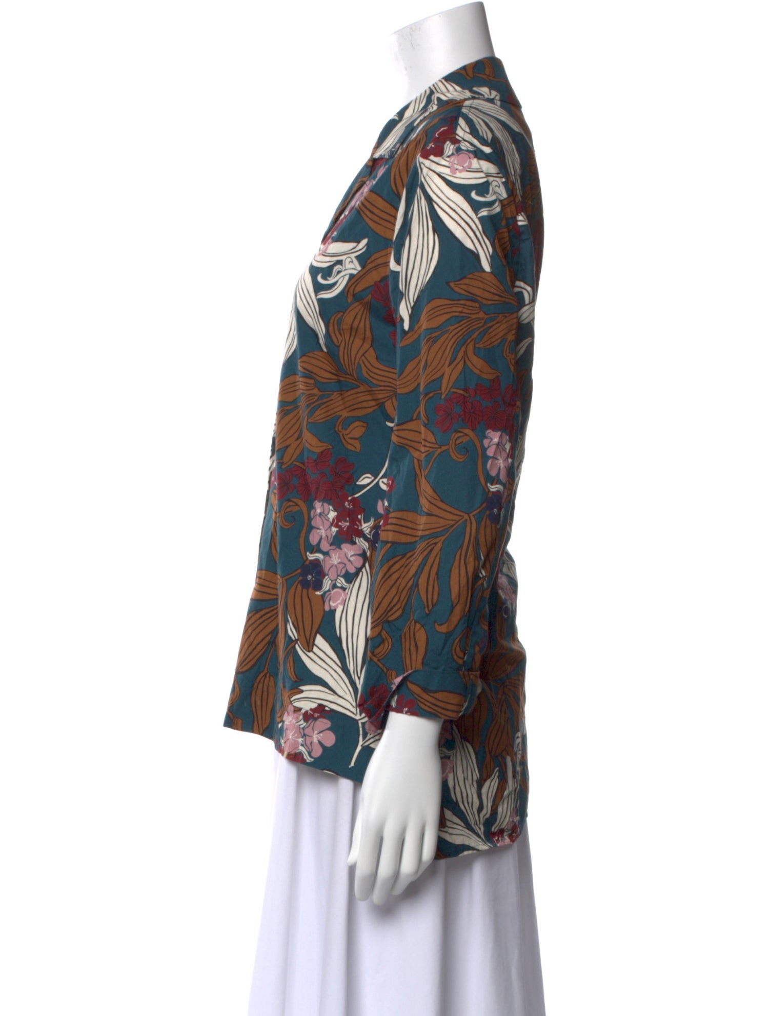 'S Max Mara Floral Print V-Neck Blouse