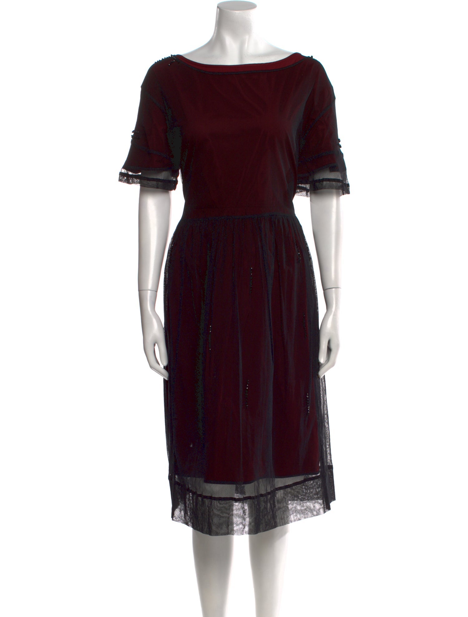 'S Max Mara Bateau Neckline Midi Length Dress