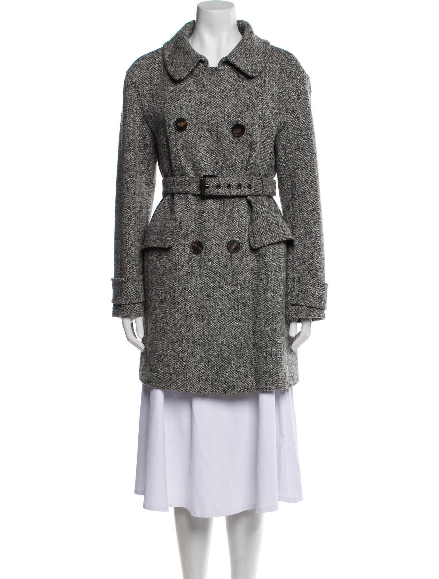 'S Max Mara Virgin Wool Tweed Pattern Peacoat
