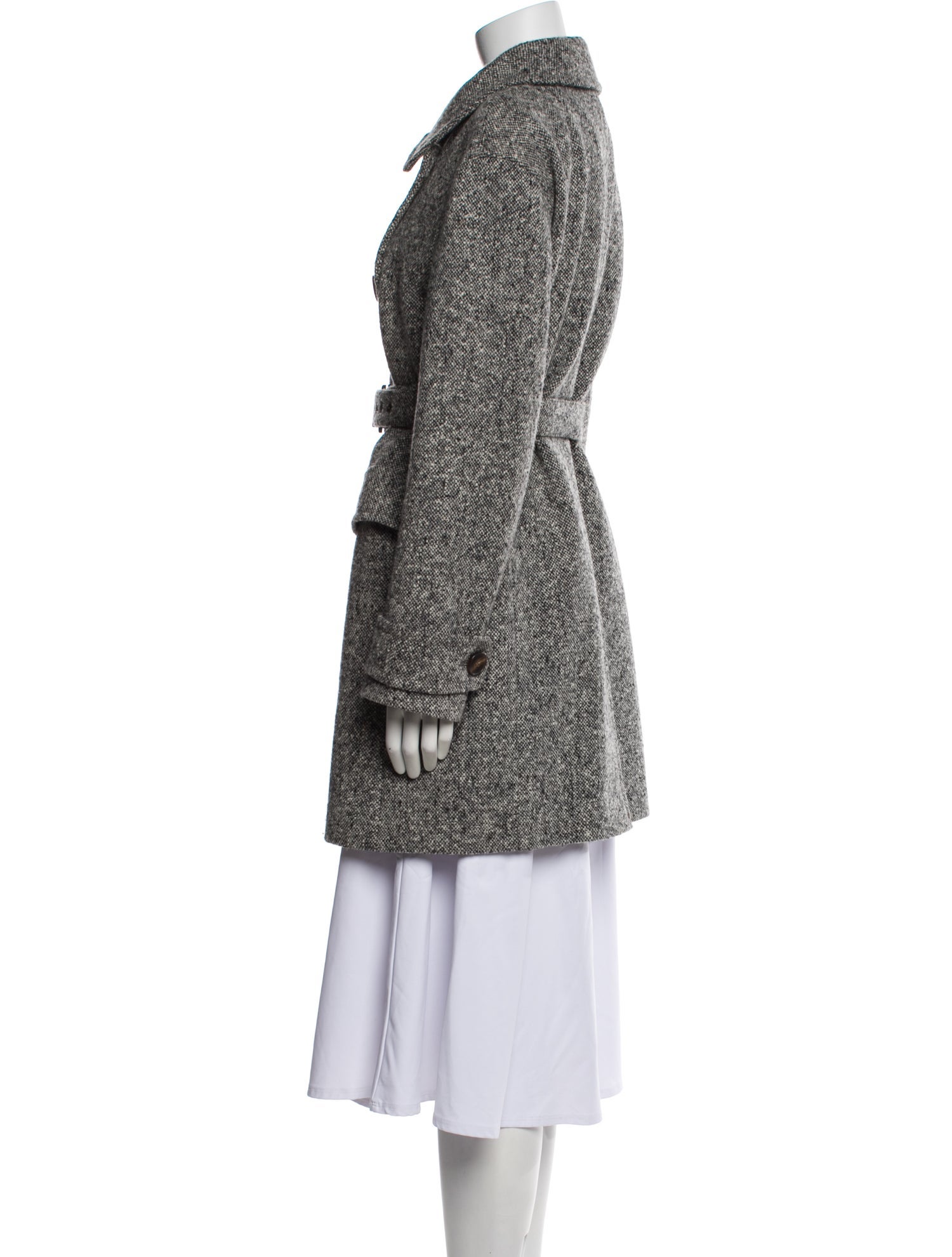 'S Max Mara Virgin Wool Tweed Pattern Peacoat
