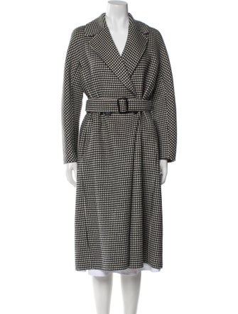 'S Max Mara Virgin Wool Plaid Print Trench Coat