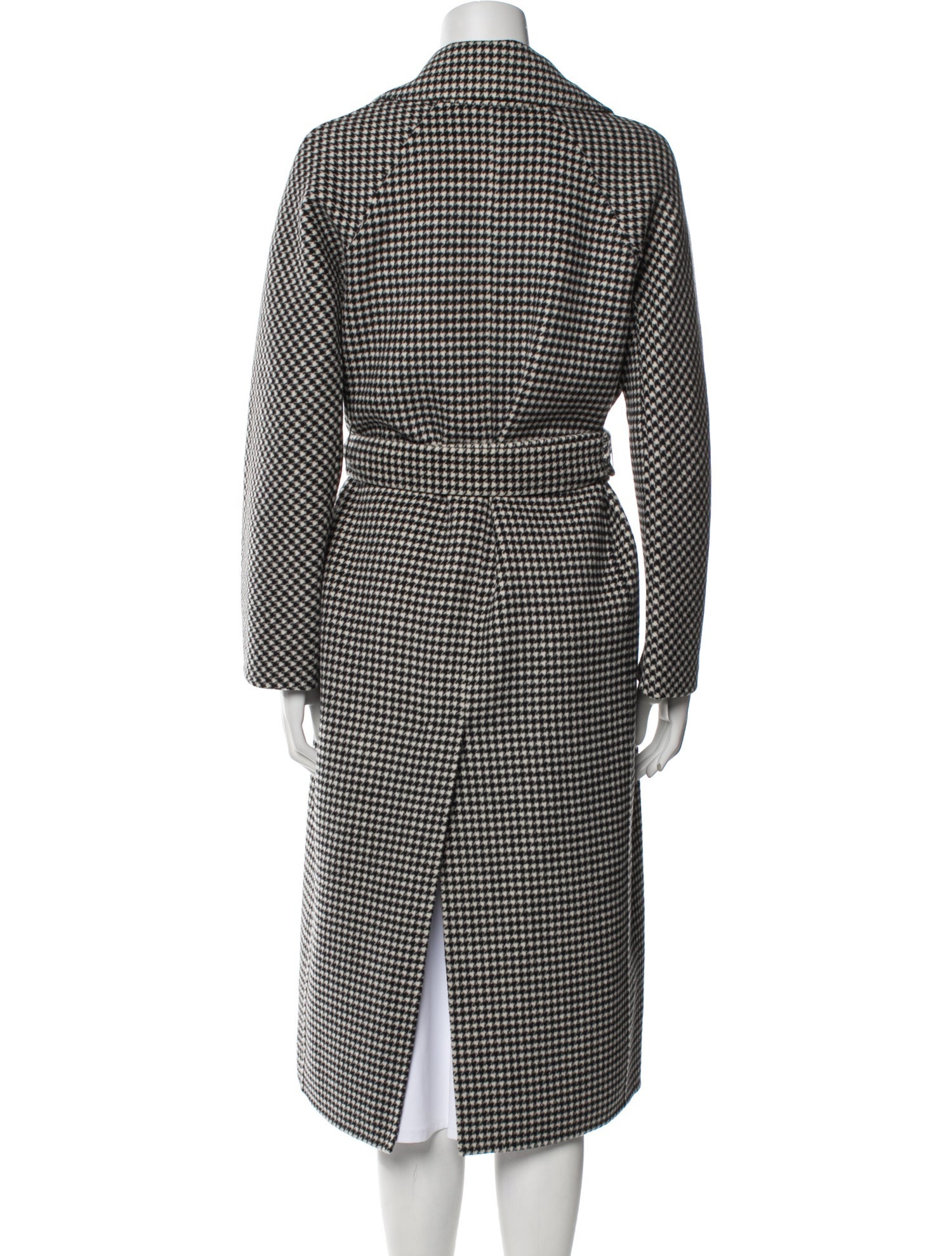 'S Max Mara Virgin Wool Plaid Print Trench Coat