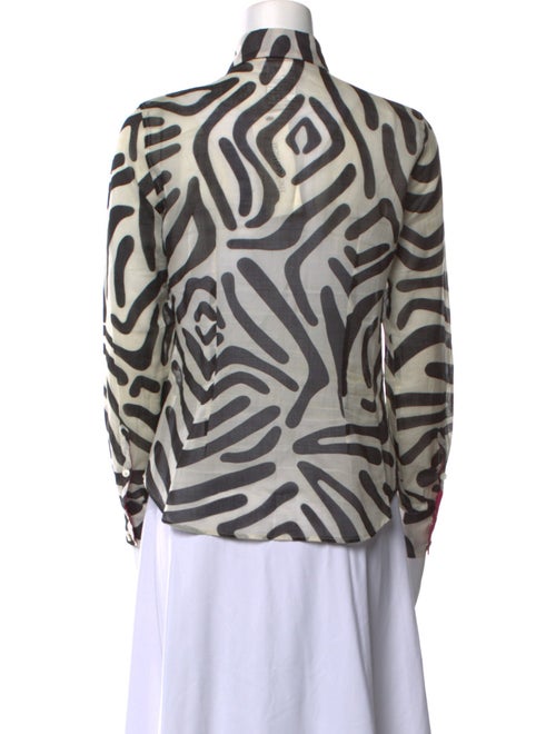 'S Max Mara Animal Print Mock Neck Button-Up Top