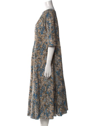 'S Max Mara Paisley Print Midi Length Dress