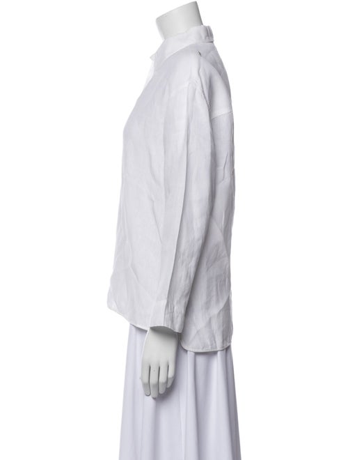 'S Max Mara Linen Three-Quarter Sleeve Button-Up Top