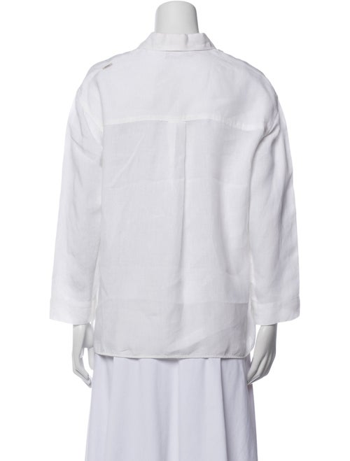 'S Max Mara Linen Three-Quarter Sleeve Button-Up Top