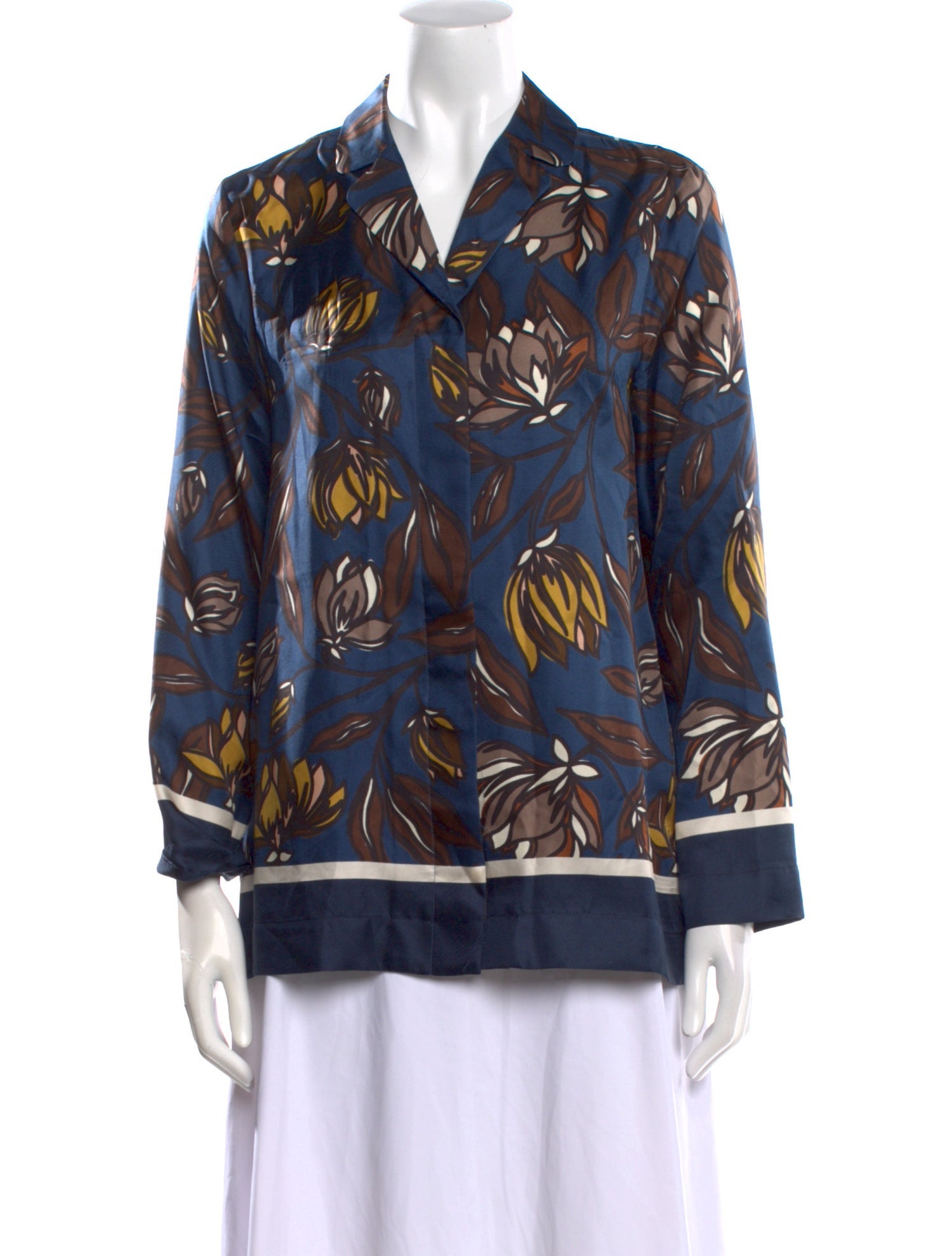 'S Max Mara Silk Printed Button-Up Top