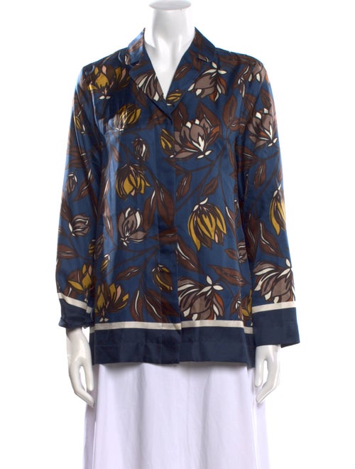 'S Max Mara Silk Printed Button-Up Top