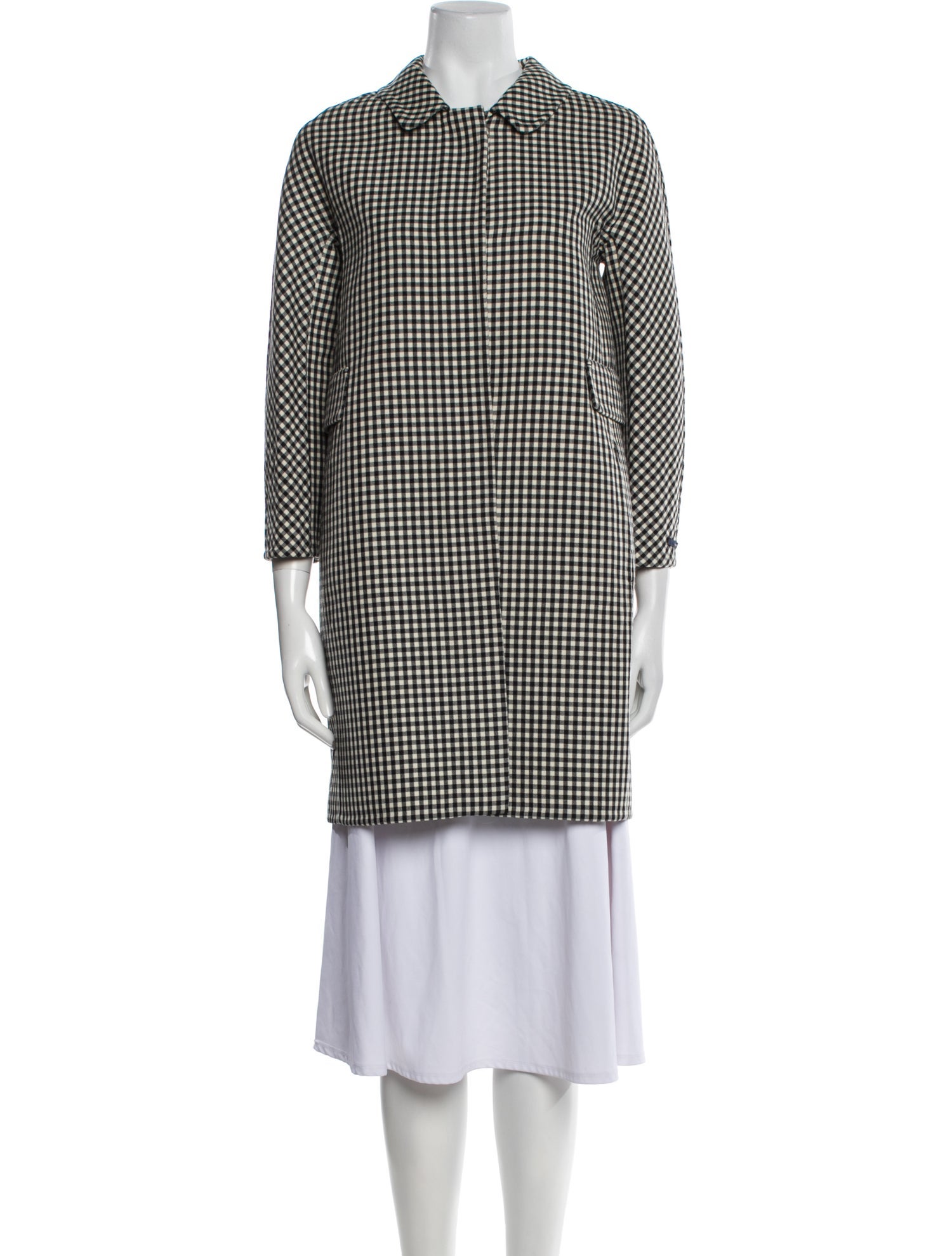 'S Max Mara Virgin Wool Plaid Print Evening Jacket