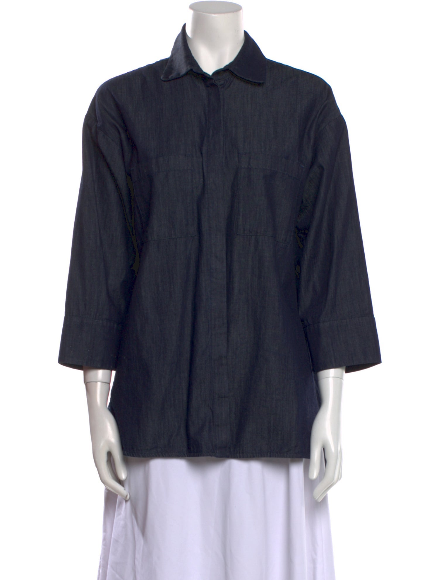 'S Max Mara Three-Quarter Sleeve Button-Up Top