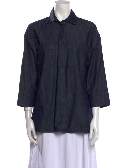 'S Max Mara Three-Quarter Sleeve Button-Up Top