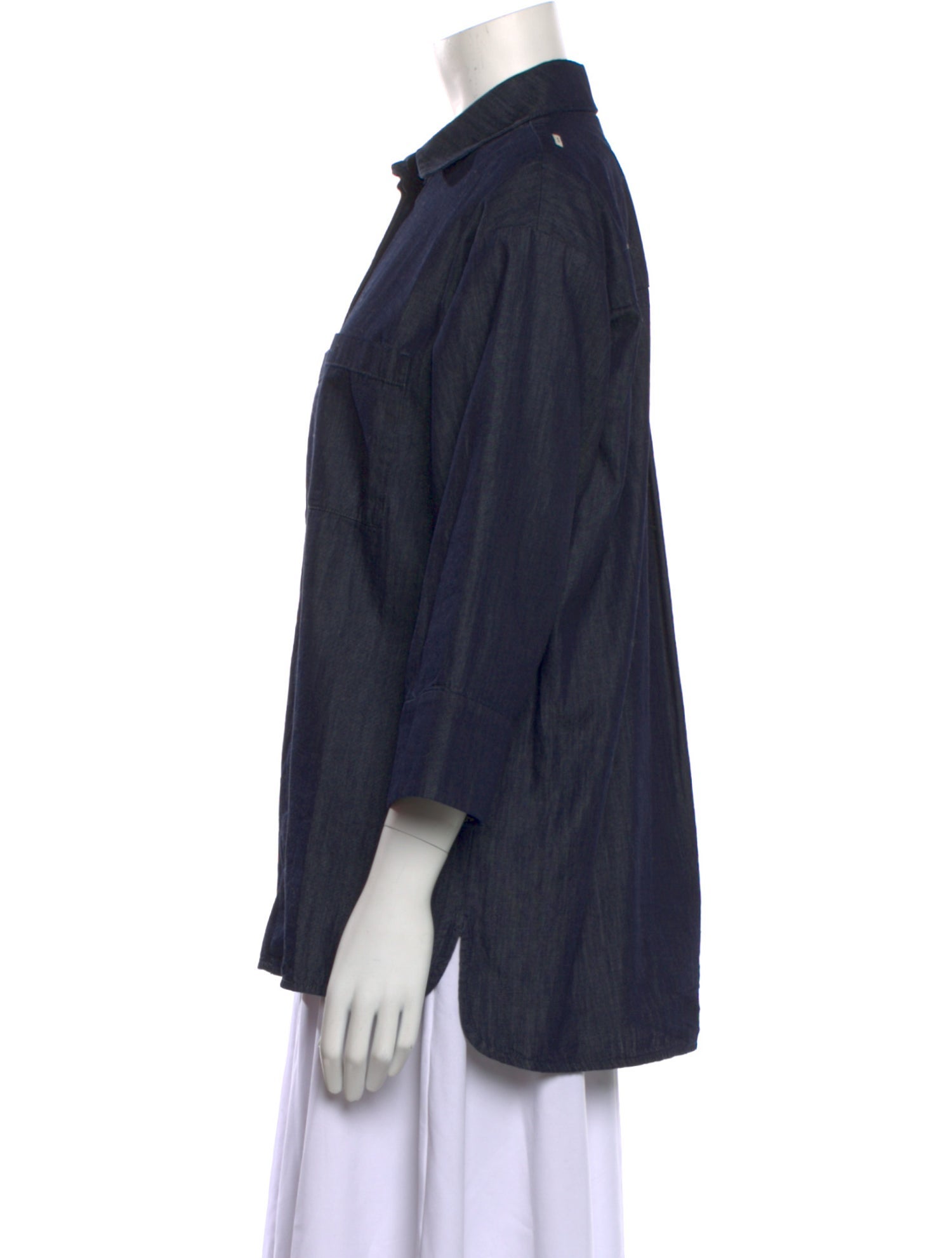 'S Max Mara Three-Quarter Sleeve Button-Up Top